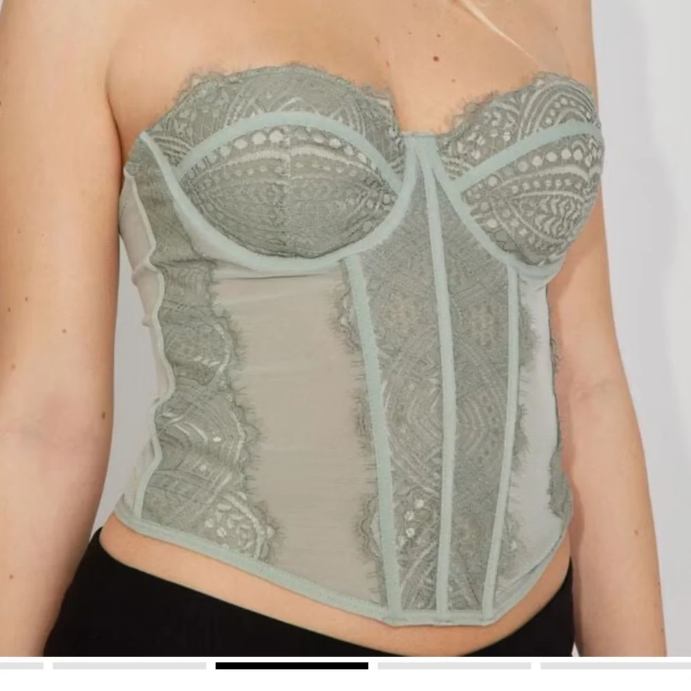 Garage XS Shadow Green Chrishell Lace Mesh Bustier Corset